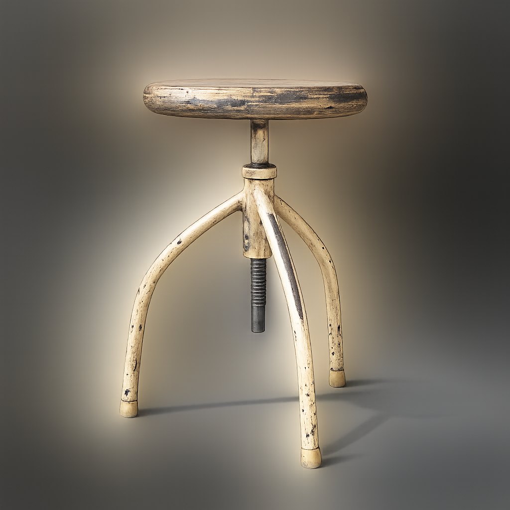 The same chair run through ChatGPT image editing: the lighting, paint wear and wood grain are all invented and no longer match the real item.